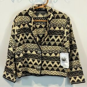 Vintage 90s NWT Flaws New Identity Hand Woven Aztec Southwestern Jacket Sz M